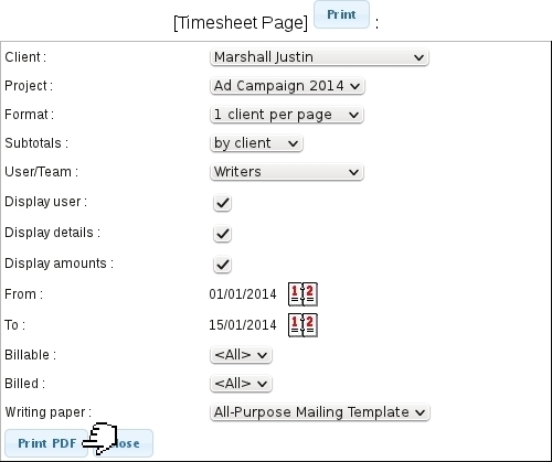 printing and exporting timesheets